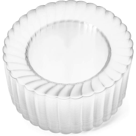 Premium Hard Plastic Plate Set 100 x 6” Clear Round Plates - Washable & Reusable - Picture 4 of 8